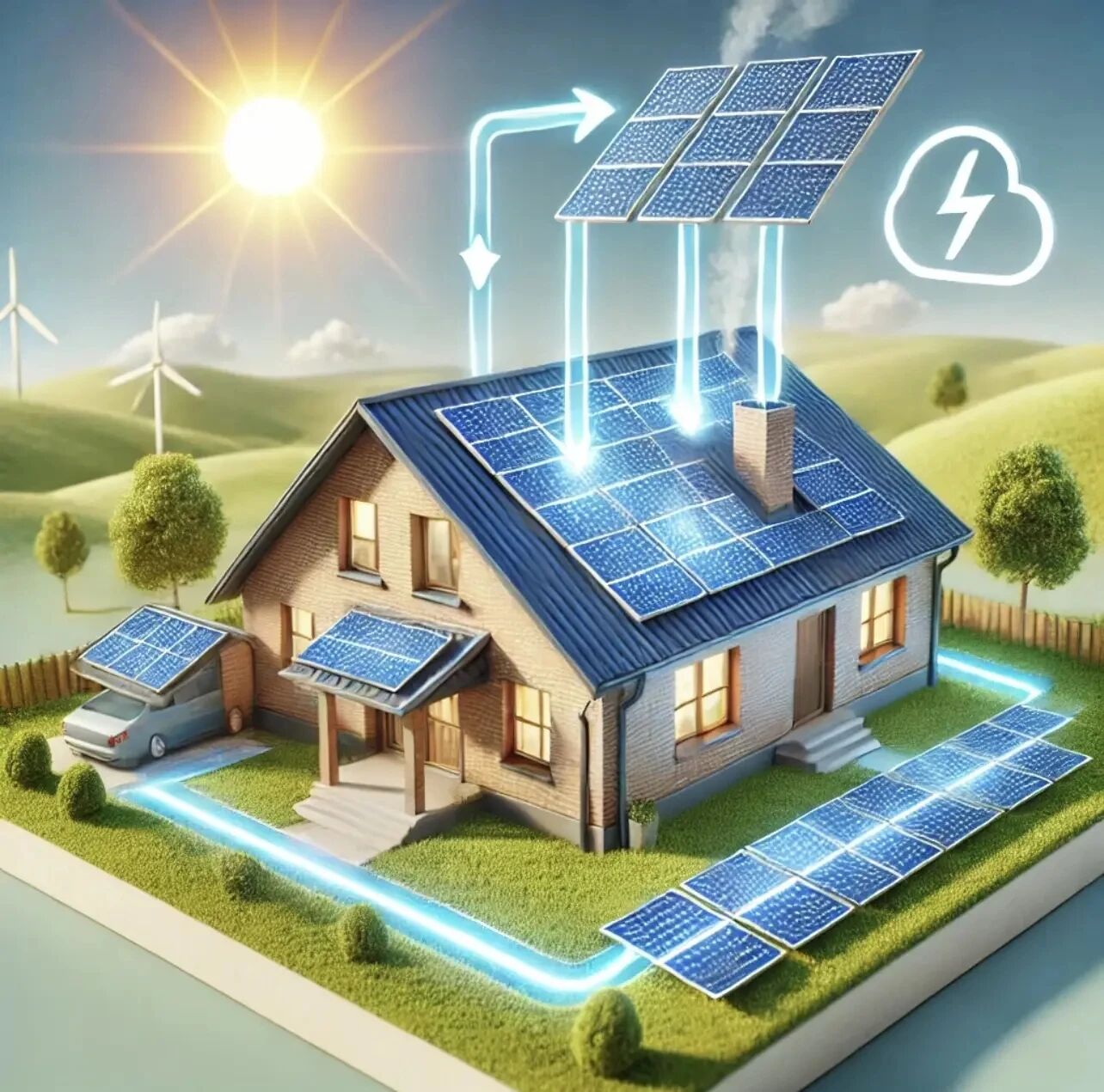 Solar energy-flow illustration from the supplied article; application reference.