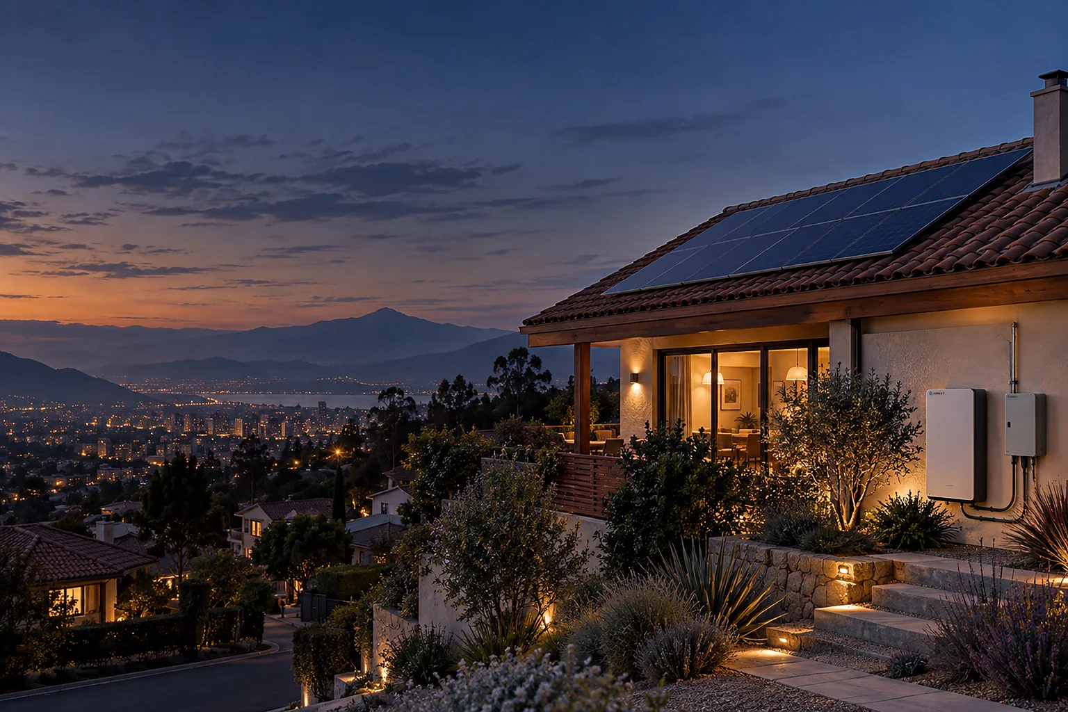 South America home solar and battery application illustration