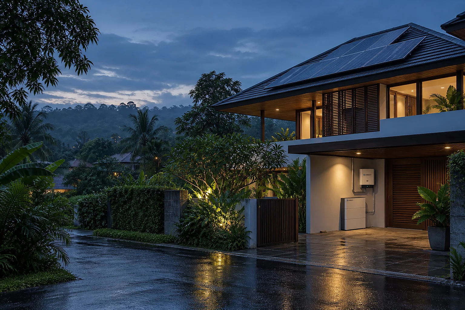 Southeast Asia home solar and battery application illustration